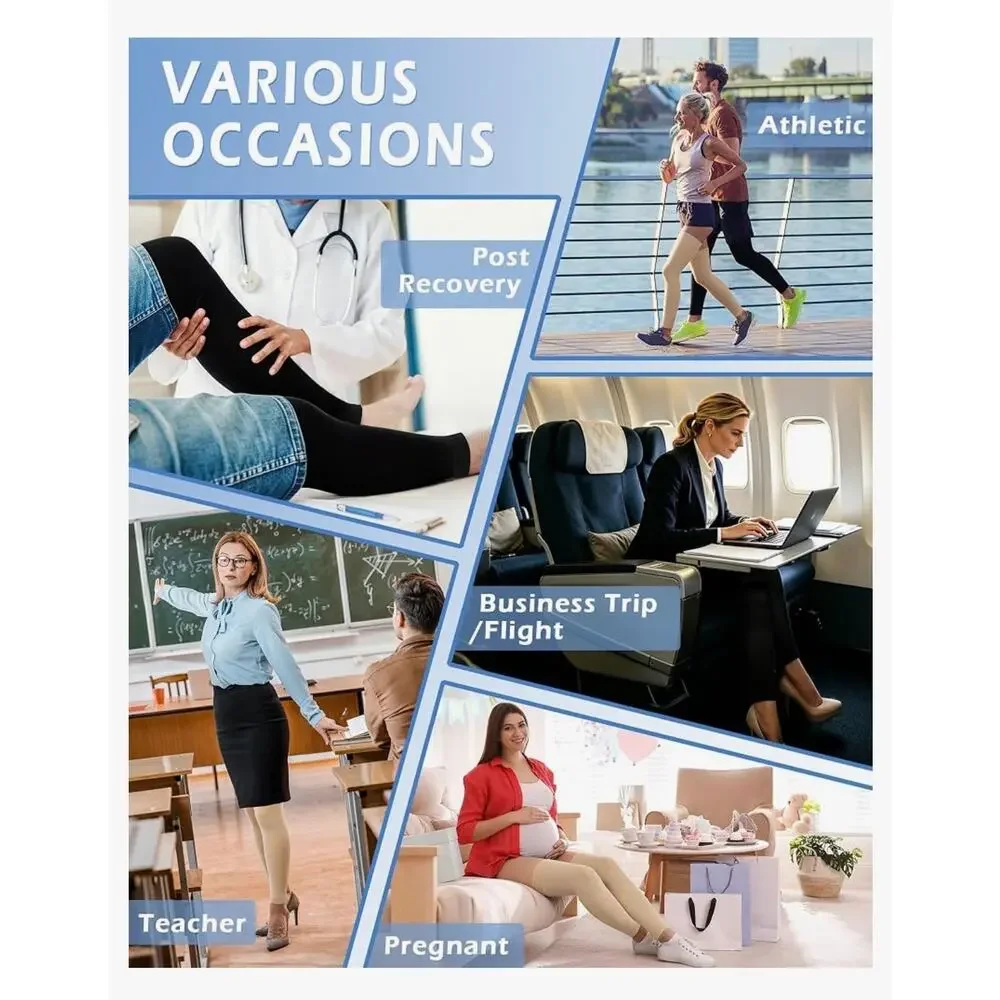 Ailaka unisex Medical Compression Stockings Thigh High Footless 20-30mmHg Socks